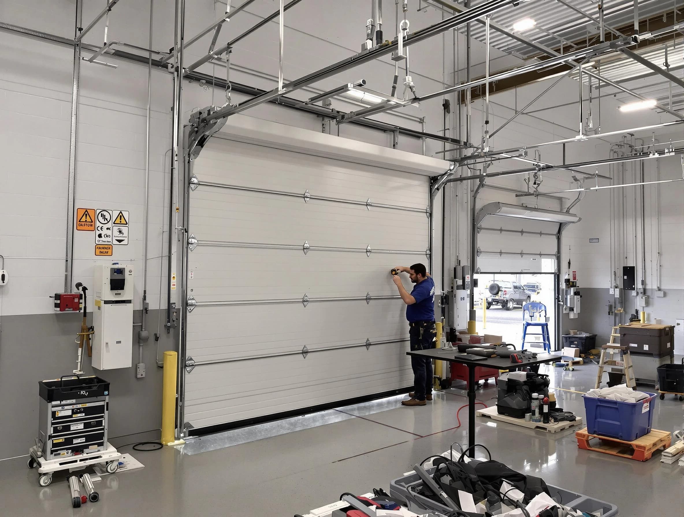 Commercial garage door repair being performed by Union City Garage Door Repair expert in Union City