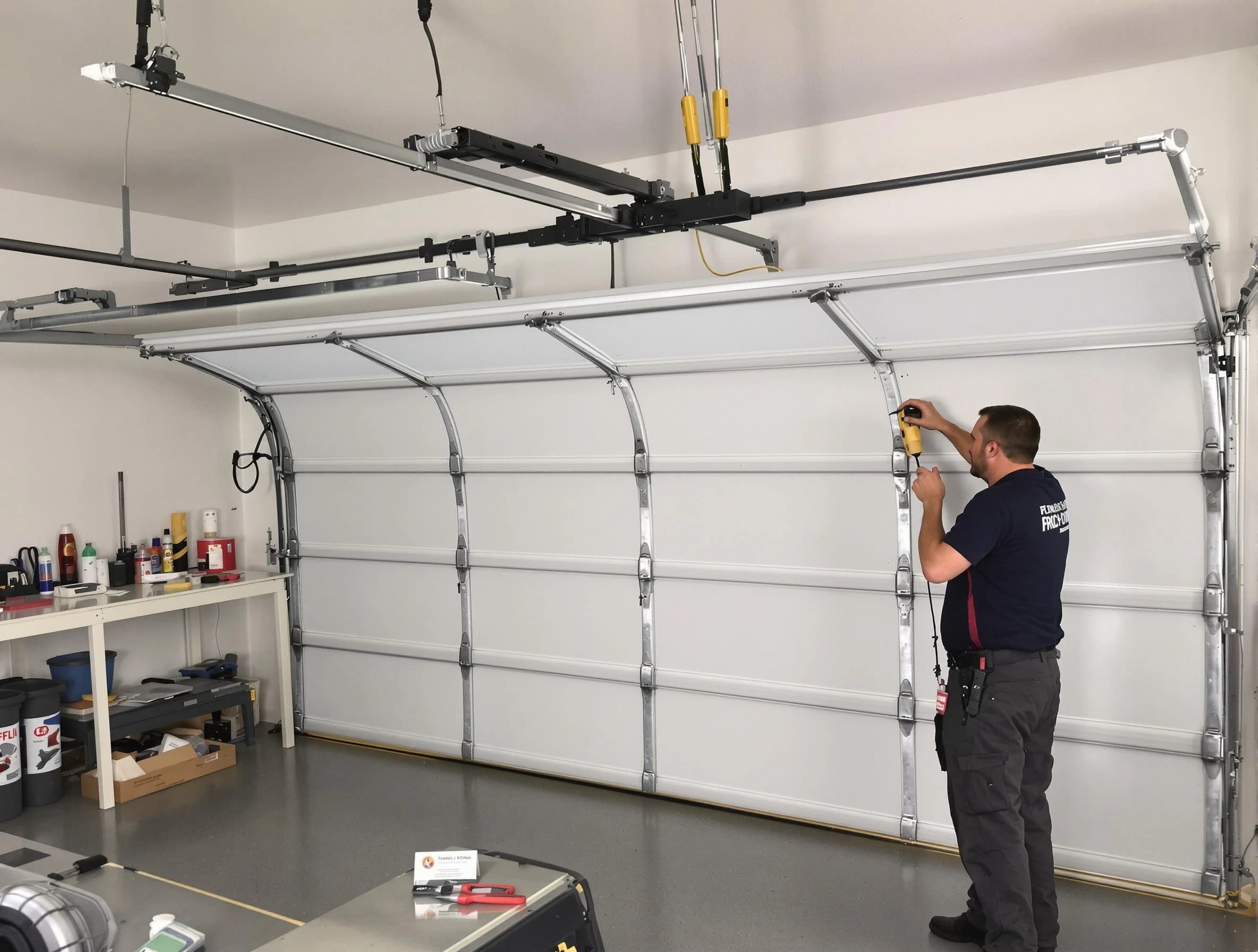 Union City Garage Door Repair certified technician performing overhead door system repair in Union City