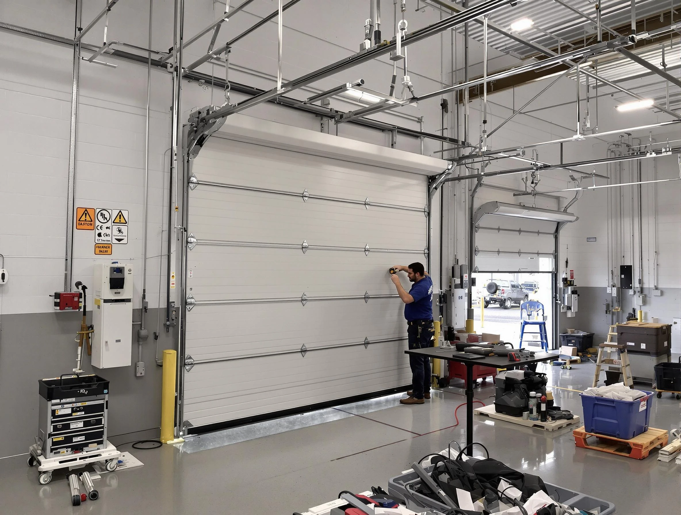 Commercial garage door repair being performed by Union City Garage Door Repair expert in Union City