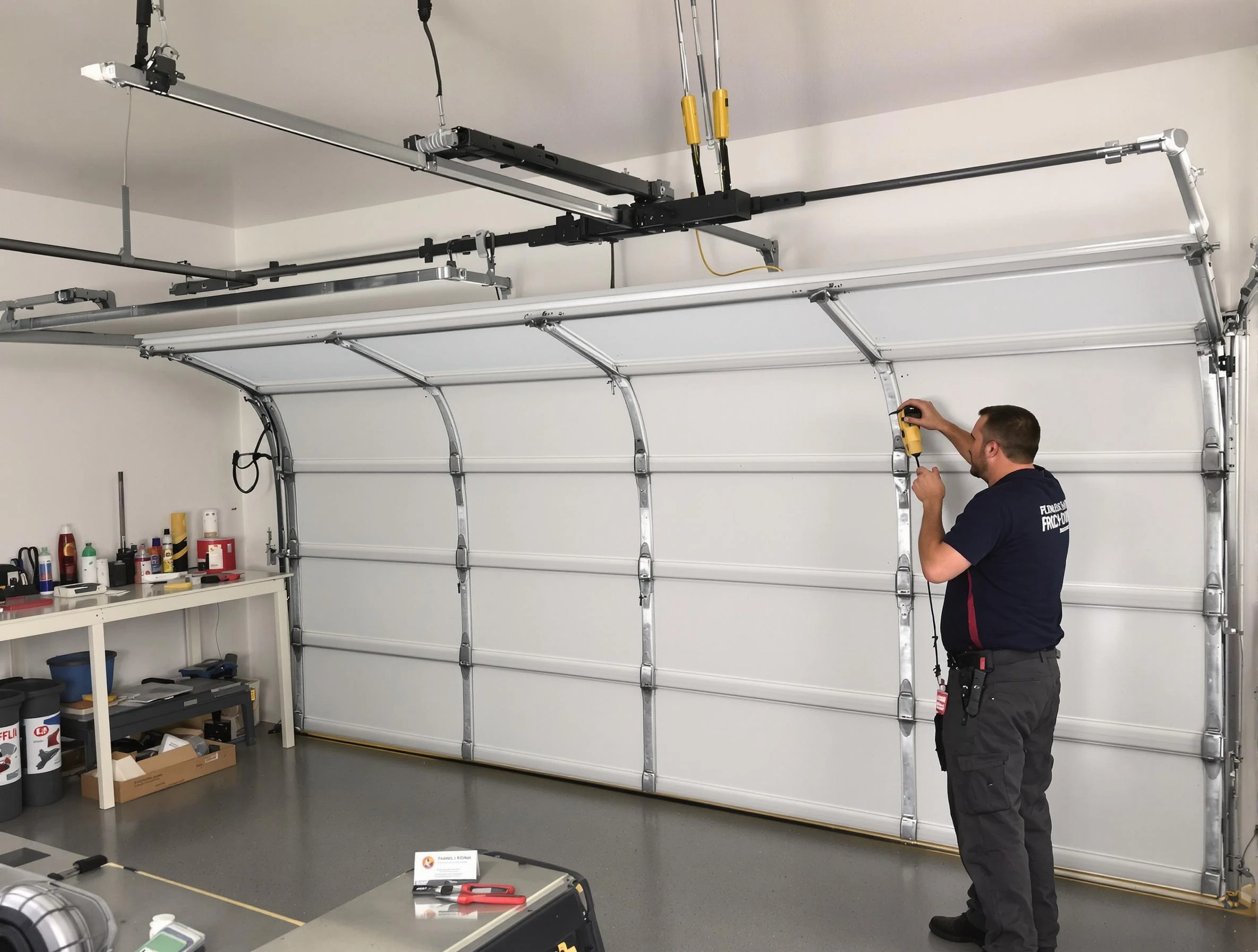 Union City Garage Door Repair certified technician performing overhead door system repair in Union City